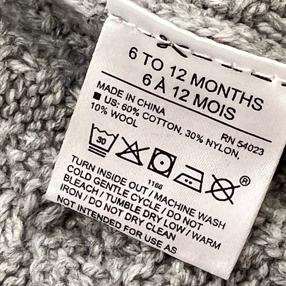 Janie and Jack Baby Cable Shaw Collar Knit Cardigan Gray Size 6-12 Mos - Picture 3 of 12